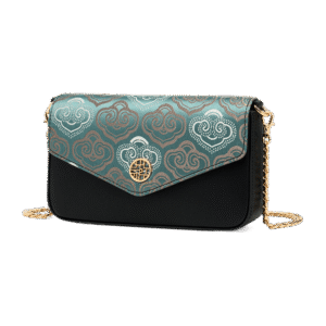 Embroidery Leather Flap Clutch Bag Auspicious Clouds Handbag