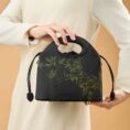 1_Xiangyunsha_Silk_Bamboo_Black_Drawstring_Bucket_Bag_YS120670