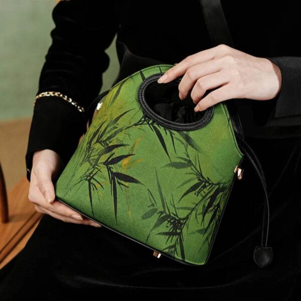8_祥雲社_絲綢_竹_綠_抽繩手提袋_YS120670 8_Xiangyunsha_Silk_Bamboo_Green_Drawstring_Bucket_Bag_YS120670