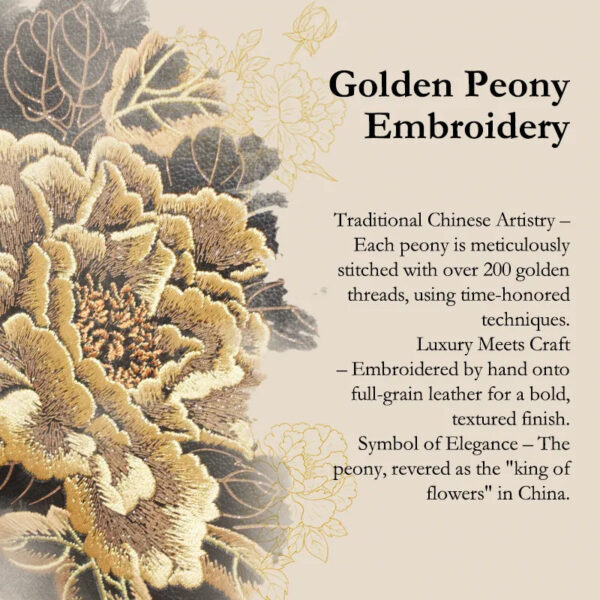 Embroidery-Leather-Black-Lady-Bag-Gold-Peony-Detail Embroidery-Leather-Black-Lady-Bag-Gold-Peony-Detail