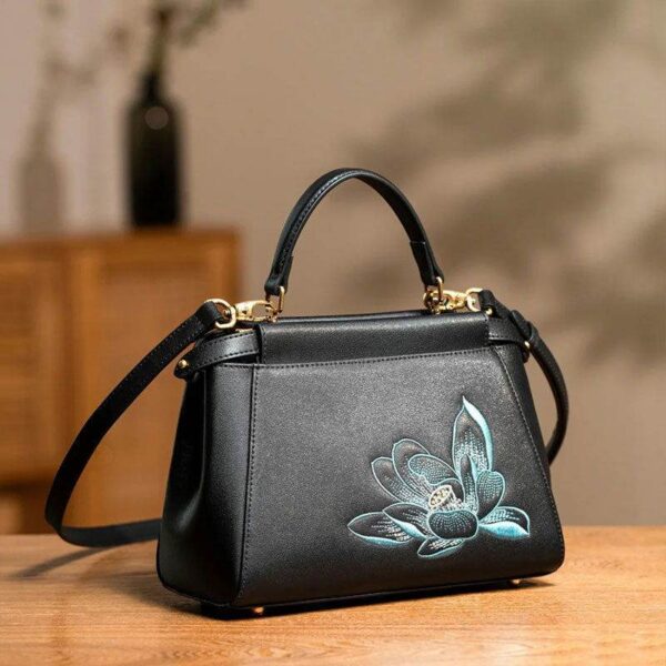 Embroidery_Leather_Black_Lotus_Handbag_-_SinoCultural-2470462 Embroidery_Leather_Black_Lotus_Handbag_-_SinoCultural-2470462