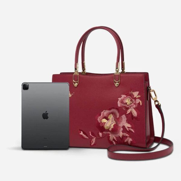 Embroidery_Leather_Tote_Handbag_Prosperous_Peony_SC1605-S2 Embroidery_Leather_Tote_Handbag_Prosperous_Peony_SC1605-S2
