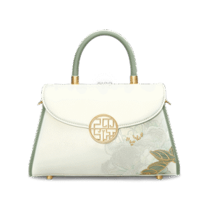 Embroidery Leather White Crossbody Bag Hibiscus Women Handbag