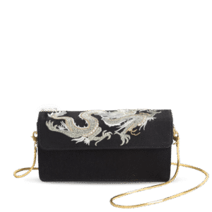 Ultra-Light Loong Silk Embroidery Black Evening Bag Recycled Fabric 154g