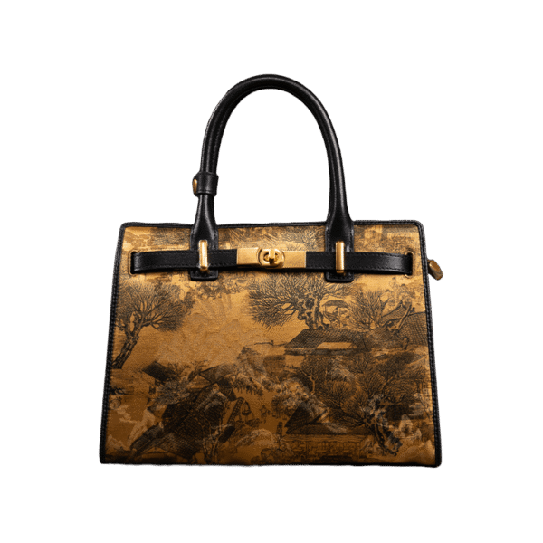 Handmade_Xiangyunsha_Silk_Black_Leather_Kelly_Bag_Chinese_Painting_W4188-2 Handmade_Xiangyunsha_Silk_Black_Leather_Kelly_Bag_Chinese_Painting_W4188-2