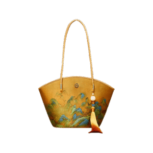 Chinese Painting Mulberry Silk Tote Bag Green Women Handbag