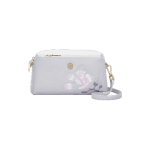 Embroidery Leather Purple Bauhinia Hand Clutch Wallet
