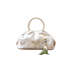 Brocade Chinese Style Designer Bag White Butterfly Handbag