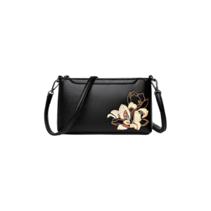Embroidery Leather Shoulder Clutch Wallet Orchid