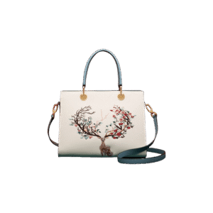 Embroidery Leather Tote Crossbody Bag Tricolor Deer