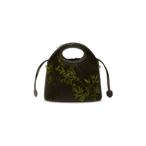 Xiangyunsha Silk Bamboo Black Drawstring Bucket Bag