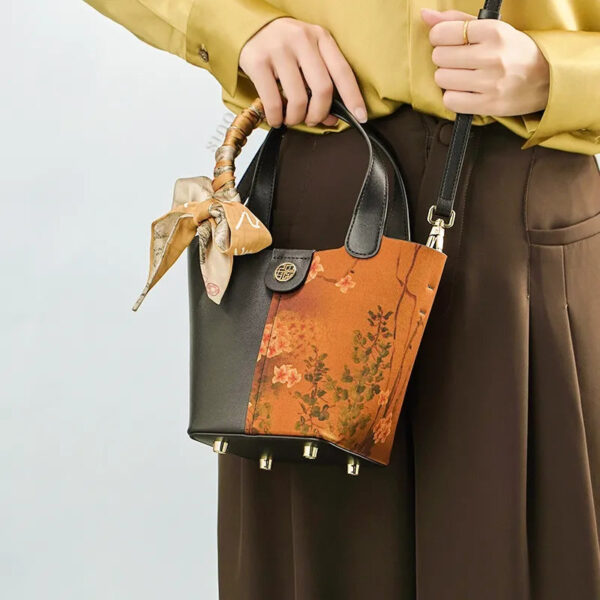 model-wearing-plum-blossom-handbag-crossbody model-wearing-plum-blossom-handbag-crossbody