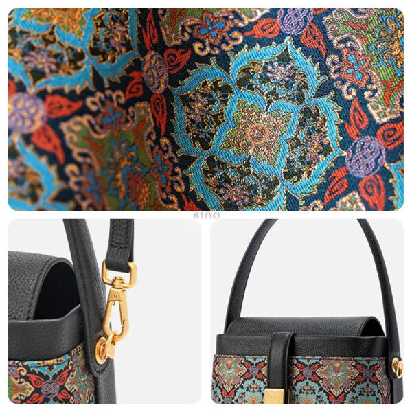 song-brocade-bag-details-scrolling-foliage-lotus-weave-hardware-leather-strap song-brocade-bag-details-scrolling-foliage-lotus-weave-hardware-leather-strap