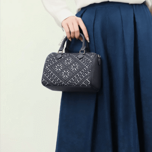 zhuang-brocade-flying-swallow-tote-bag-model-handheld-blue-dress