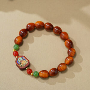 VerdantStrand Cypress Wood & Buddha Amulet Bracelet